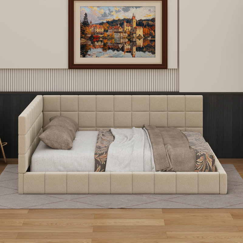 Lit de jour double rembourré, Beige
