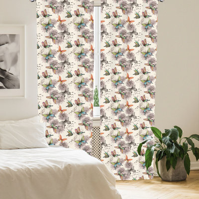 Paire de rideaux semi-transparents avec passe-tringle Butterfly