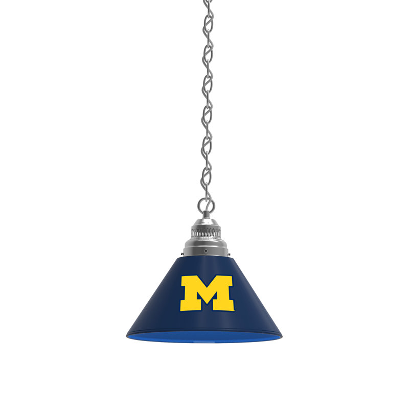 1 - Light Single Pendant, Chrome, Michigan Wolverines