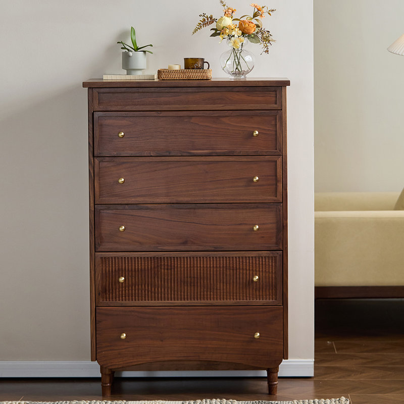 Armoire d'appoint en bois massif de couleur noyer noir