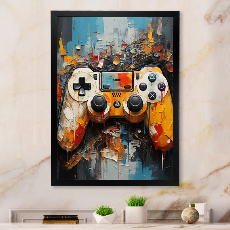 Coloré jeu vidéo Delight II - jeux vidéo sur toile, art mural, Cadre simple noir, H 32 po x l 16 po x P 1 po