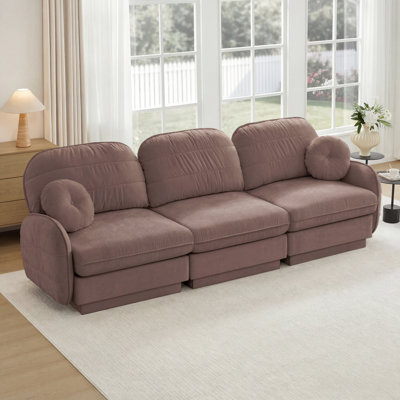 105 Chenille Cloud 3-Seater Sofa With Exquisite Pillows, Quilted Cushions, Recessed Legs, Ergonomic Design, And Easy Assembly