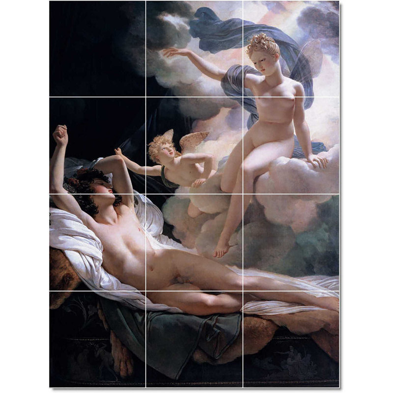 Carreau de céramique décorative 12,75 po x 17 po 4,25 po x 4,25 po, Pierre Narcisse Guerin nue W22471