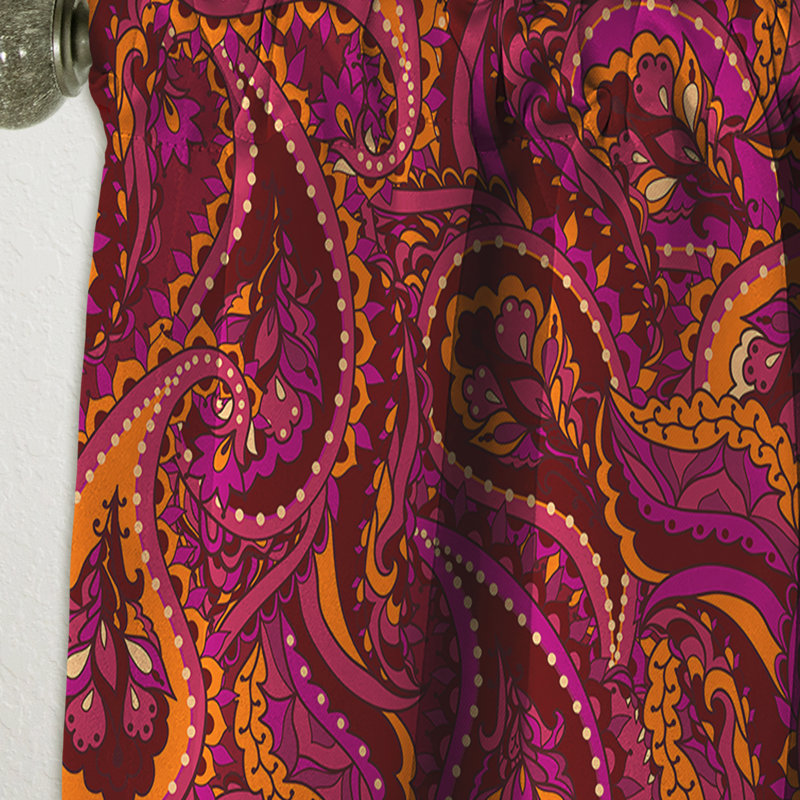 Rideau simple occultant à motif cachemire motif cachemire Paisley, L 52 po x L 90 po