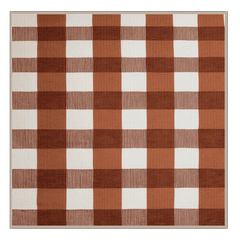 Machine Washable Checkered Brown Area Rug, Square 5'