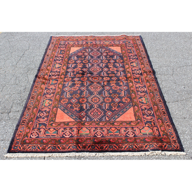 Tapis bleu marine / orange / corail 5 po x 7 po