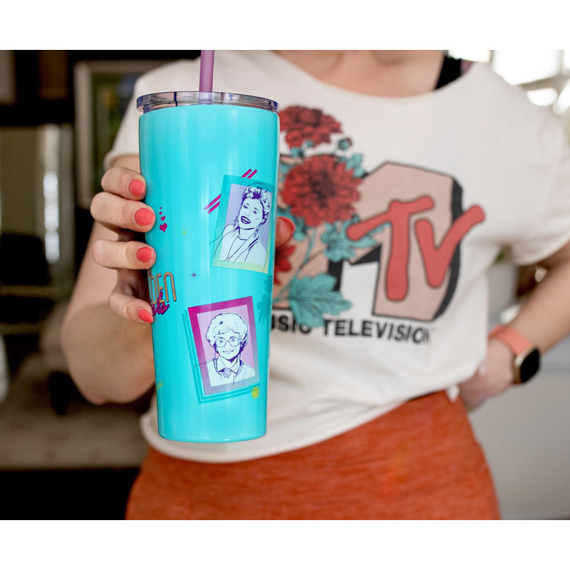 The Golden Girls 22 oz. Gobelet de voyage à double paroi en acier inoxydable avec paille