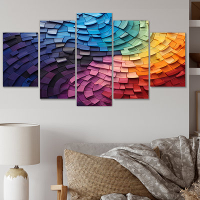  «Abstract Rainbow Colorful Arch Collage - Impression sur toile moderne - 5 panneaux