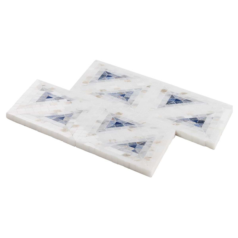 Ako 5" Triangle Marble Micro Mosaic Tile, Azul Blue