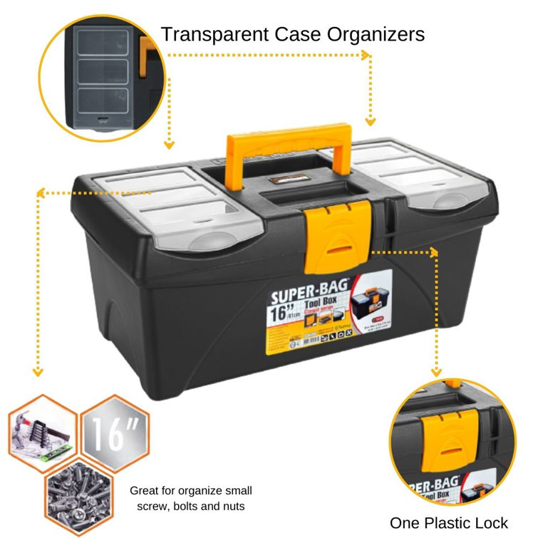 Portable Plastic Tool Boxes Set,12-Inch Small Tool Box with Removable Tray  & 15