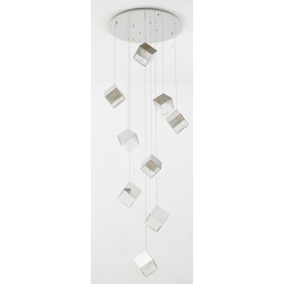 Modern 9-Light Cube Glass Chandelier 