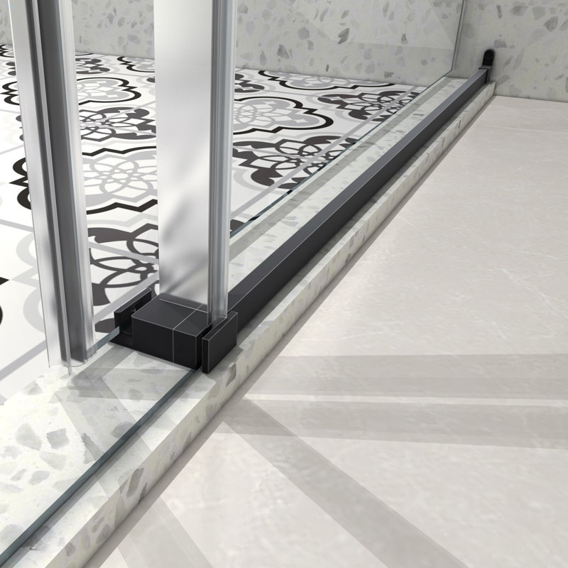 6063 Frameless One Fixed And One Shifted Shower Door, 70MM 304 Stainless Steel Large Pulleys With Adjustable Soft Closing Function,With Nano Easy Cleaning,Stick Explosion-Proof Menbrance