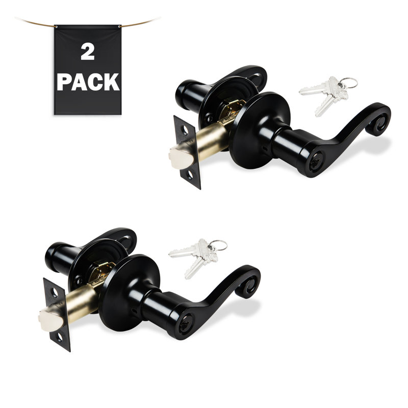 Round Keyed (Entry) Door Lever, Matte Black