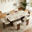 70.8 Inch Rectangular Dining Table Set with 6 Upholstered Chairs, Modern Stone Top Dining Table, Natural Walnut Tone Legs Dining Room Furniture for Kitchen Dining Area