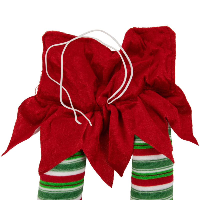 Ensemble de 2 décorations de Noël à rayures rouges et vertes