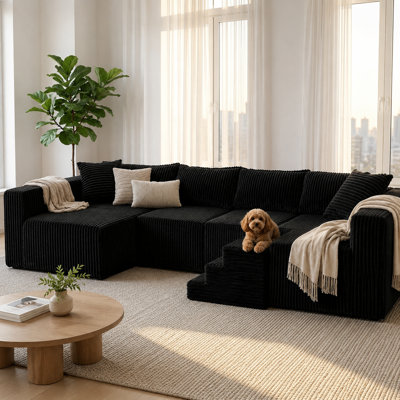 128in Sectional U-Shaped Modular Sofa Includes dog stairs