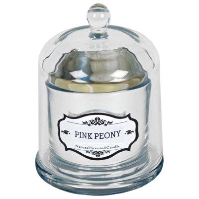 Pink Peony Scented Jar Candle with Glass Holder