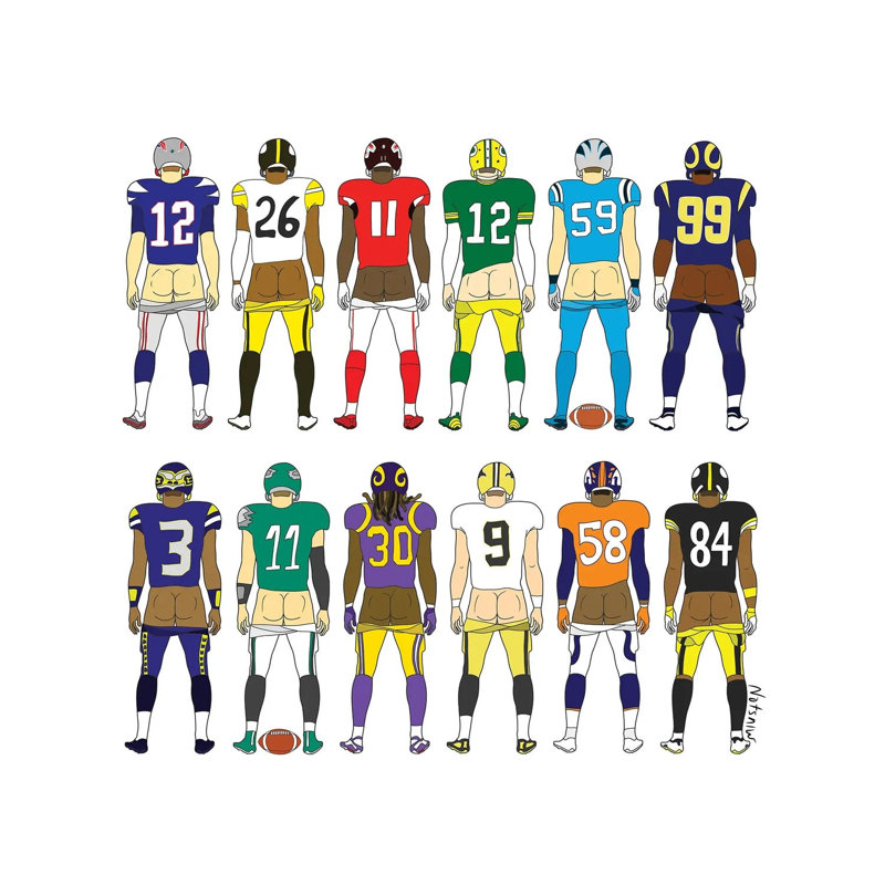 Football Butts - Wrapped Canvas Print, 66.04 cm H x 66.04 cm W x 1.91 cm D