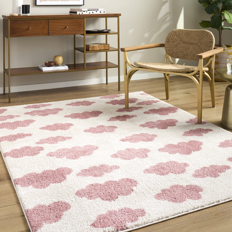 Moroccan Area Rug, Ivory/Rose, Rectangle 160 x 213 cm