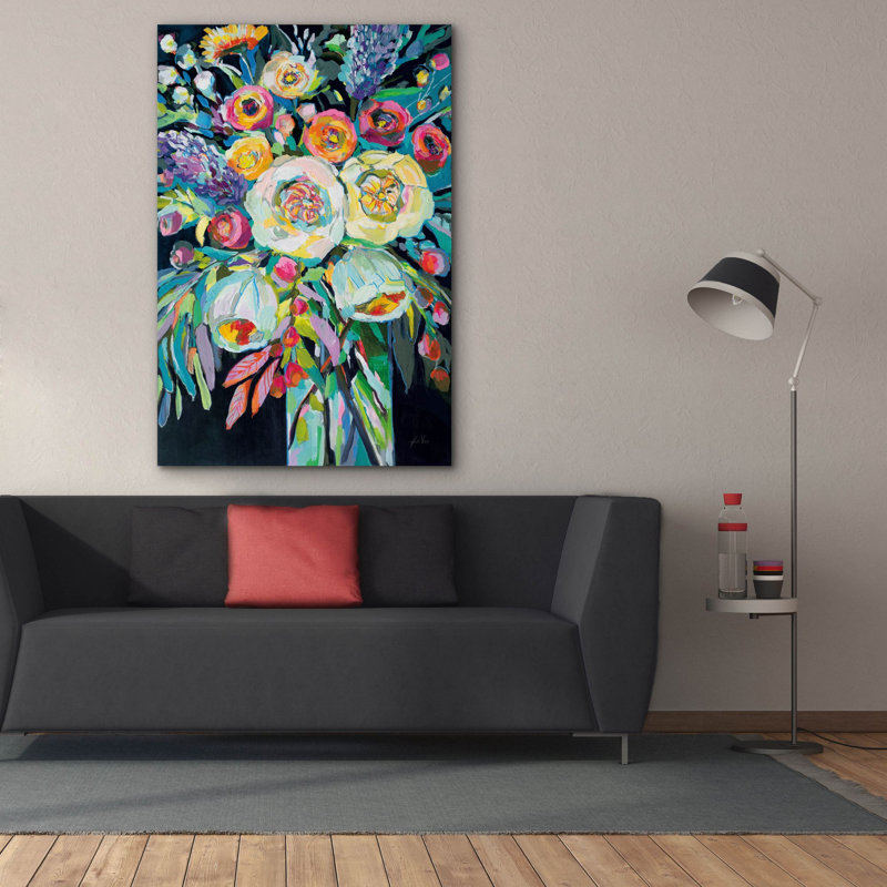 «Lilys Bouquet Black» par Jeanette Vertentes, art mural sur toile, H 60 po x l 40 po x P 1,5 po