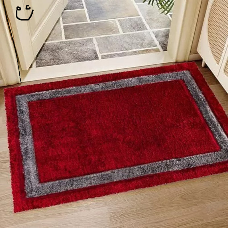 Super Shaggy W60 x L110 cm Indoor Door Mat, Red