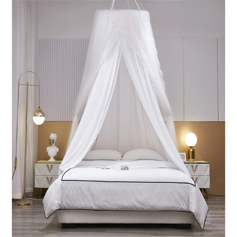 White Double Layer Princess Dome Bed Canopy