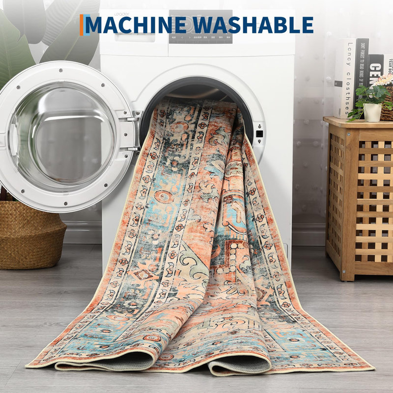Rectangle Abstract Washable Area Rug, Red, Rectangle 120 x 170 cm