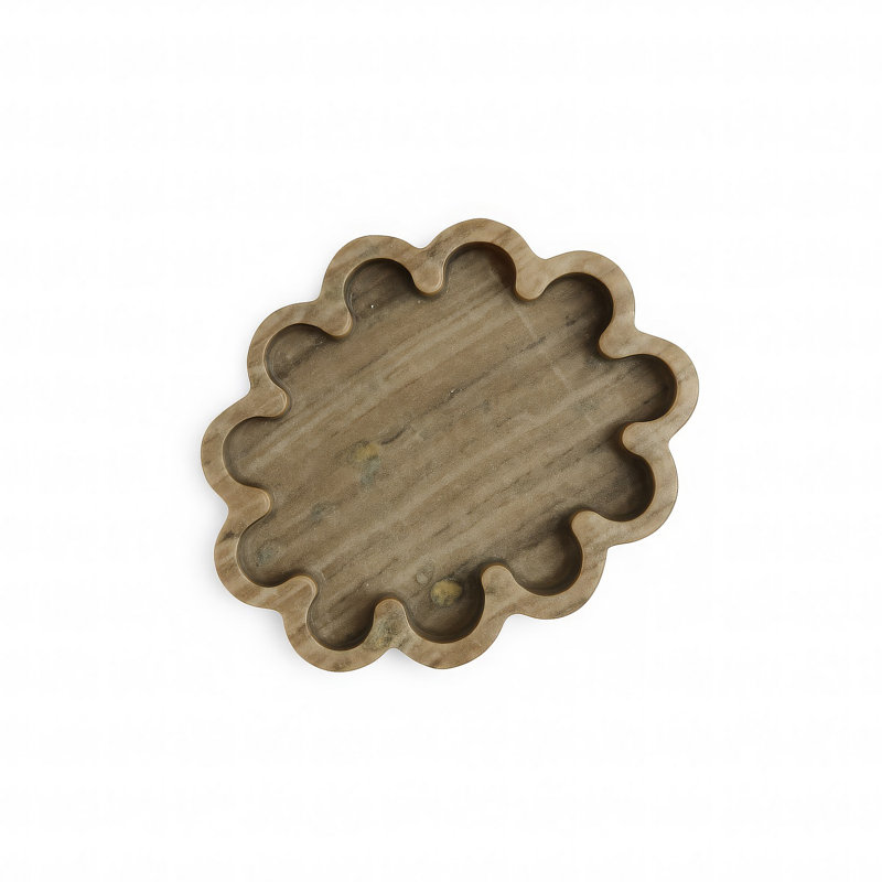 Plateau en marbre nervuré Montana Montana, L 7,7 po x P 7,7 po x H 1,55 po