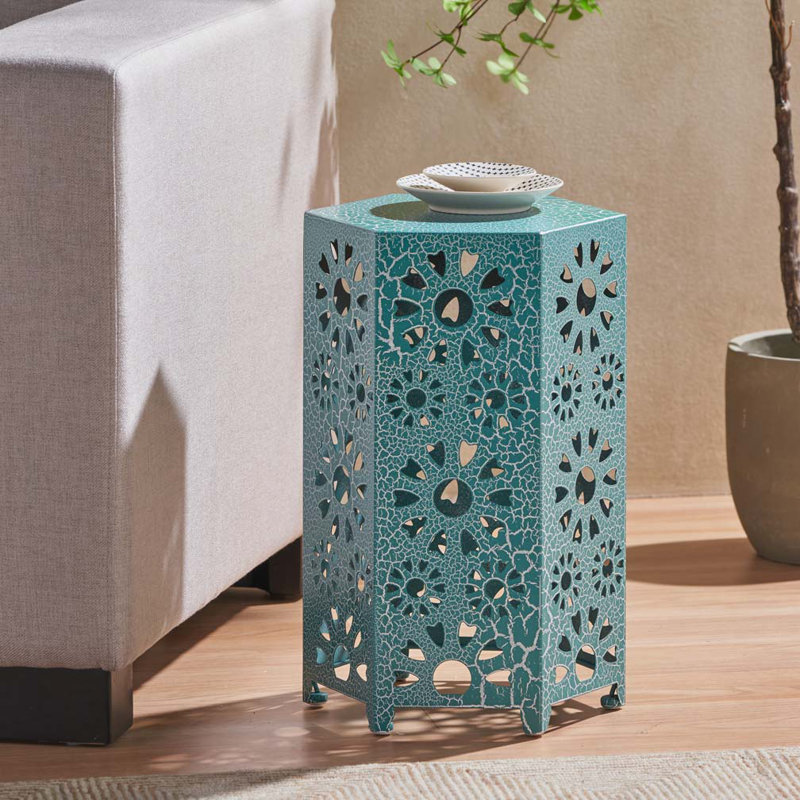 Table d'appoint hexagonale pour l'extérieur et l'intérieur, Sarcelle