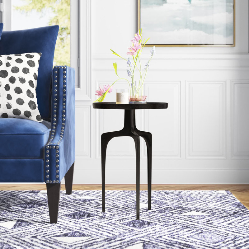 Leslie Cast Aluminum Tray Top End Table, Black