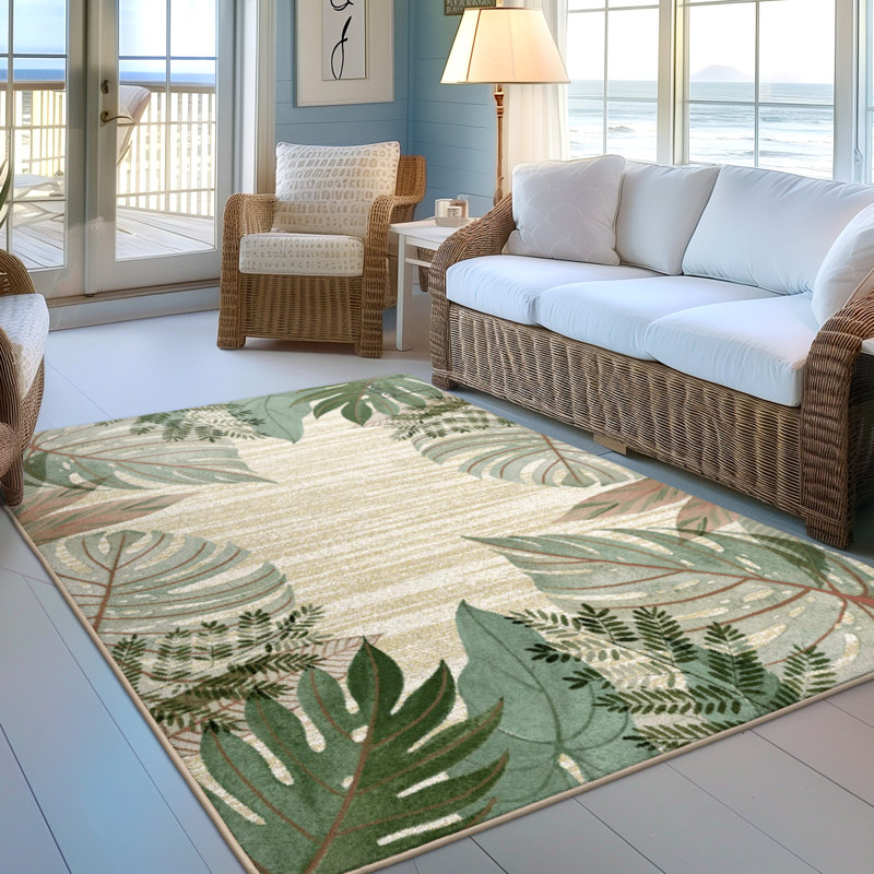 Tapis à motif de feuilles tropicales Guy Harvey, Rectangle 3 pi 10 po x 5 pi 4 po