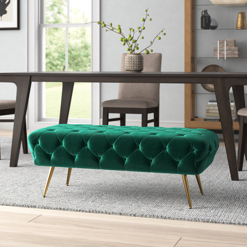 Banc rembourré en velours Barnsdall, Vert