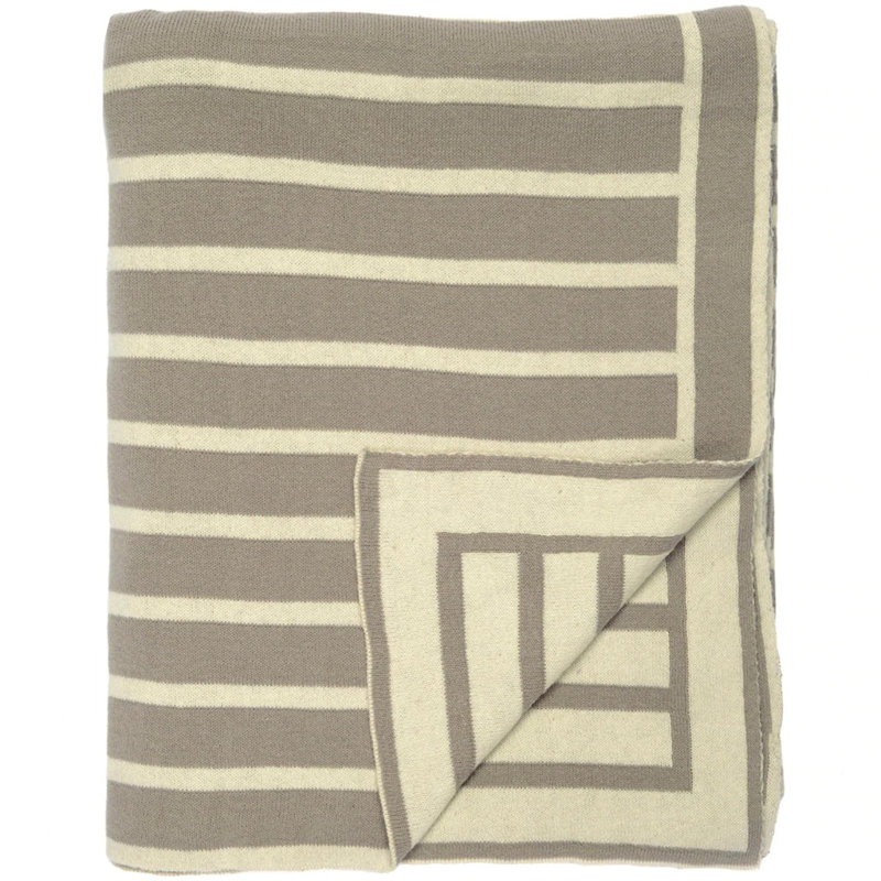 Beach Stripe Knitted Throw Blanket, Stone/Natural