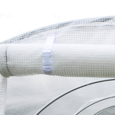 9.8' X 6.6' Plastic Greenhouse Tarp With Door And Resistance 140 Gsm Pe Cover Heat Regulation