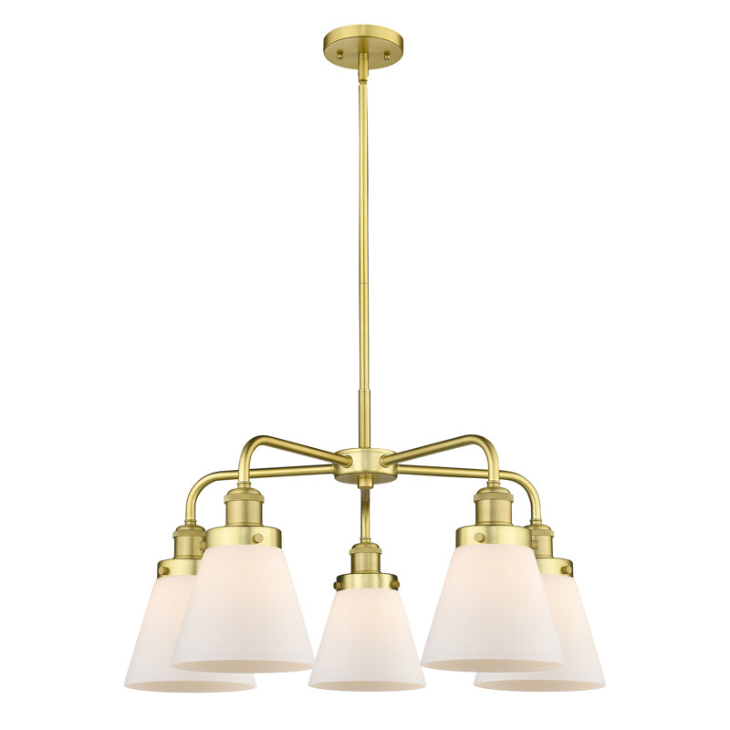 Lustre suspendu 5 lumières Cone, Clair, Bronze frotté à l'huile