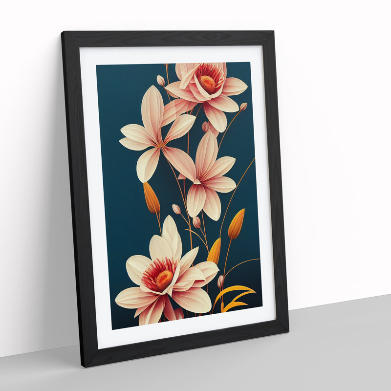 Enlightened Flowers - Framed Print, Black, 64cm H x 46cm W