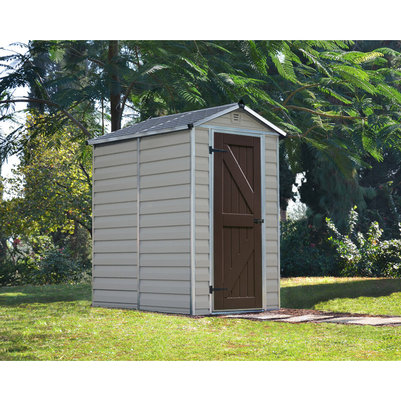 Tan Polycarbonate and Aluminum Outdoor Storage Shed