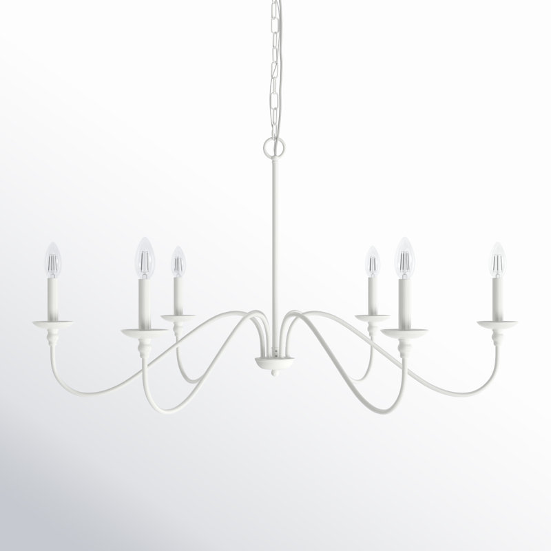 Lustre 6 lumières façon bougie Ableton, H 25 po x l 48 po x P 48 po, Blanc