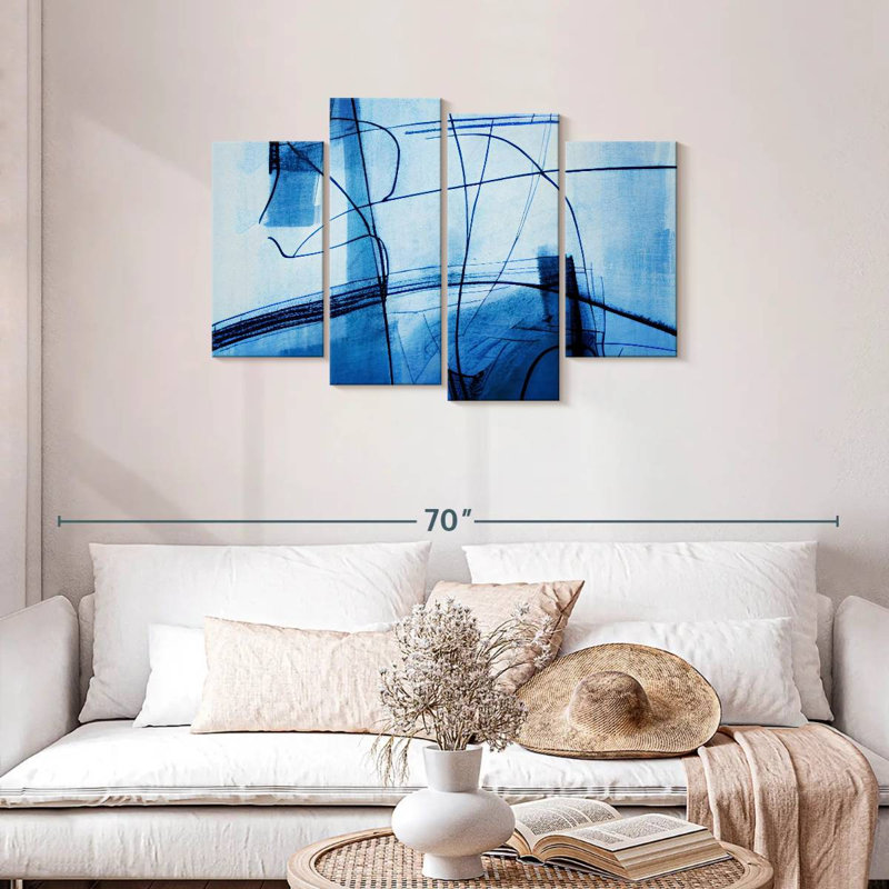 Lignes bleues abstraites Avery, H 27 po x l 43 po
