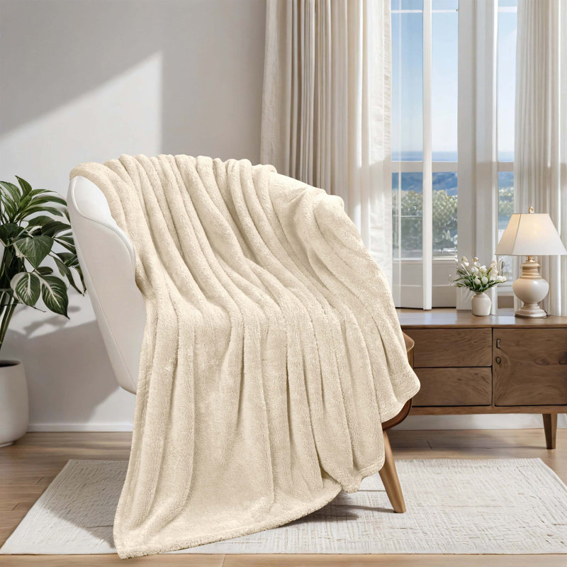 Ivory King Reversible Fleece Wool Blanket