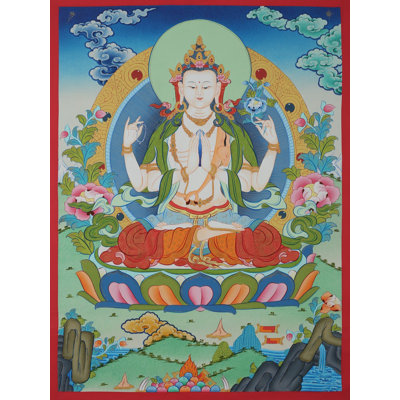 Tibetan Chenrezig (Avalokiteshvara) Brocadeless Thangka