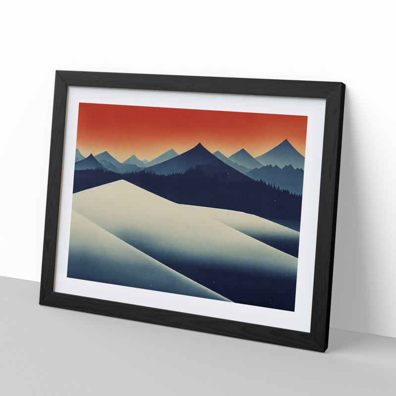 XH1022-10228X Winter Landscape Abstract - Single Picture Frame Print, Black Framed, 46cm H x 64cm W x 2cm D