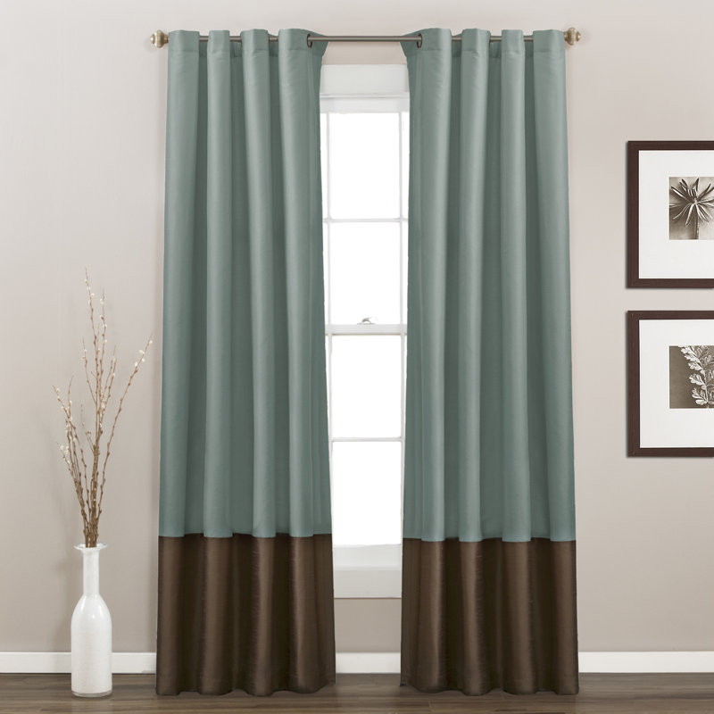 Lush Decor Prima GrommetSemi-Sheer Curtain Panels Pair Drapes (Set of 2), 54"W x 84"L, Blue/Chocolate