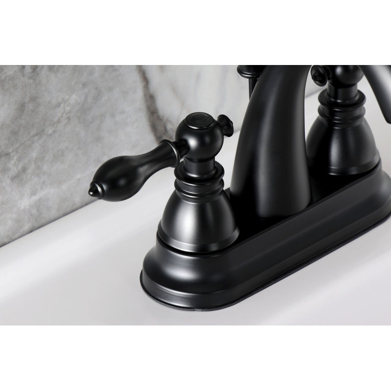 Robinet de salle de bain central à 4 poignées à 3 trous à fixation sur le comptoir avec robinet escamotable en plastique Kingston
