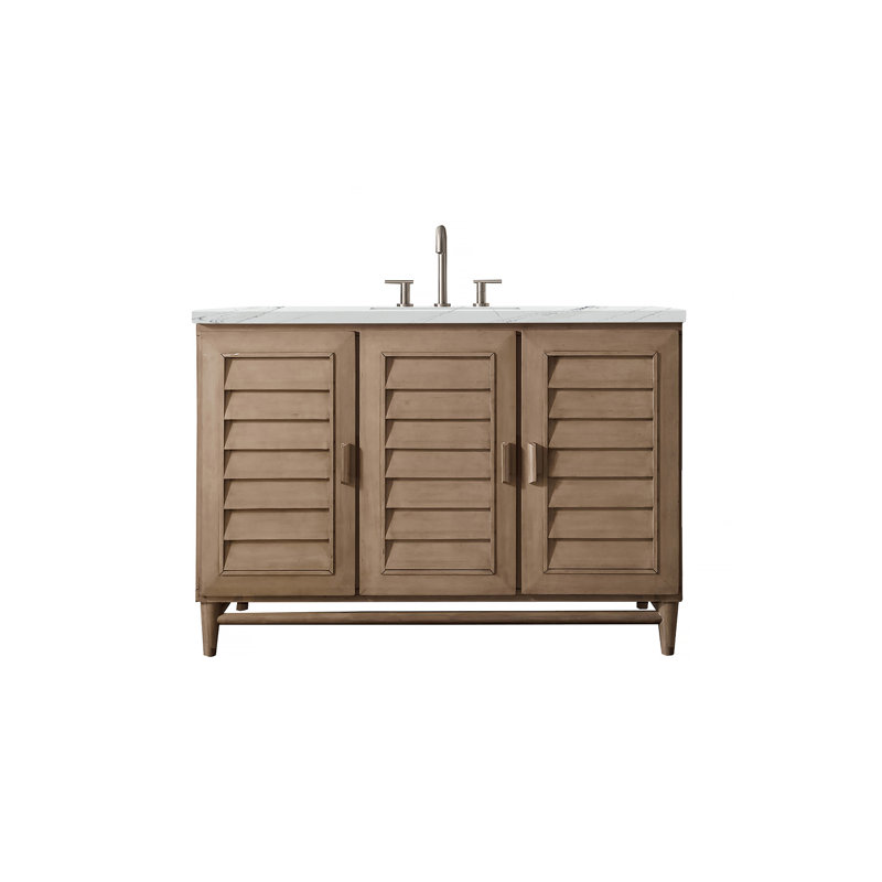 Portland 48'' W Single Vanity, Whitewashed Walnut, Ethereal Noctis, Widespread