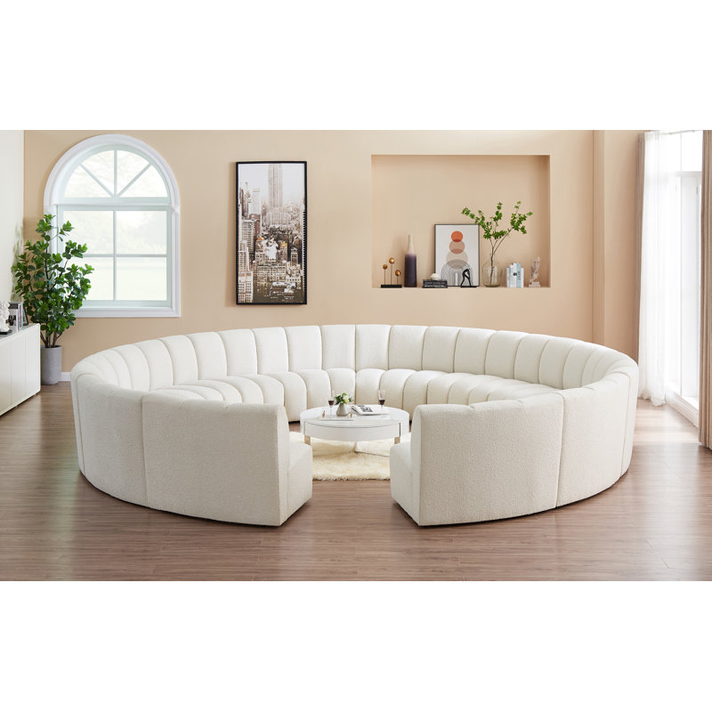 Canapé modulaire de coin Infinity de 183 po de largeur Infinity, Tissu crème bouclé