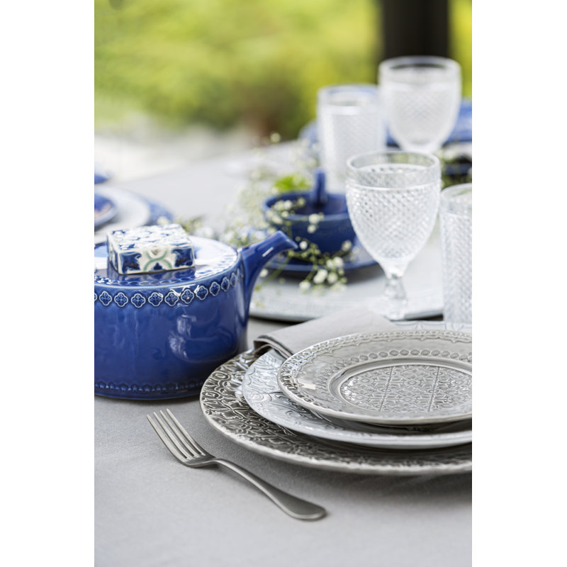 Rua Nova Earthenware Floral Charger, Anthracite