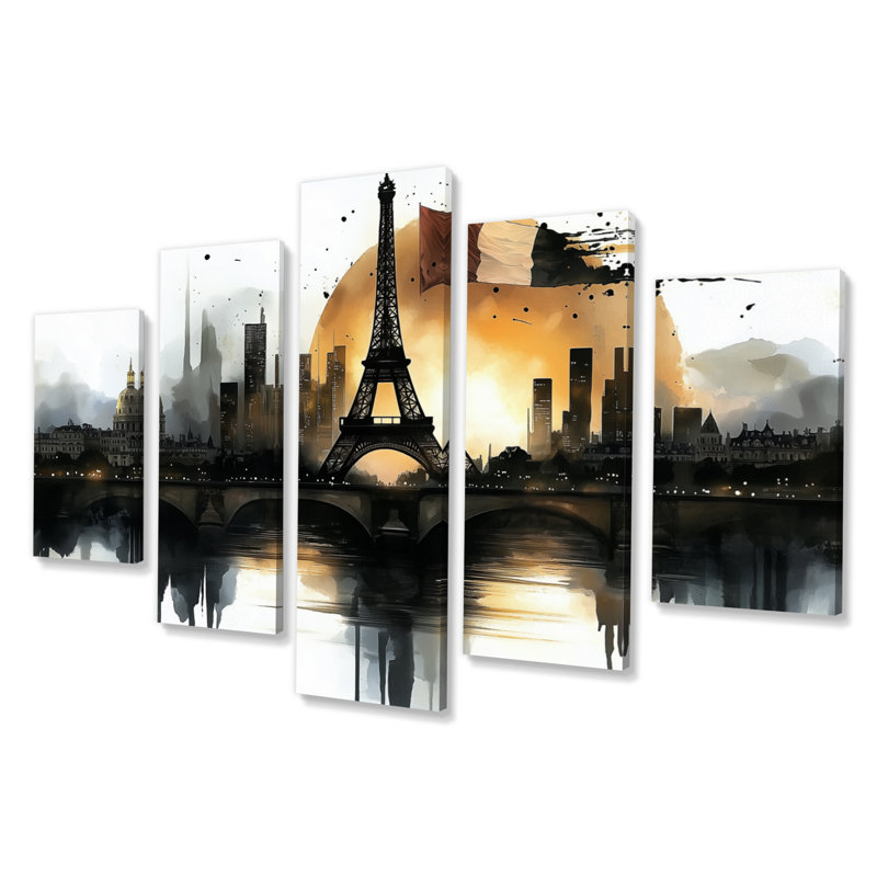 Abstrait Paris Eiffel Twilight Tower II - France, art mural - décoration murale traditionnelle