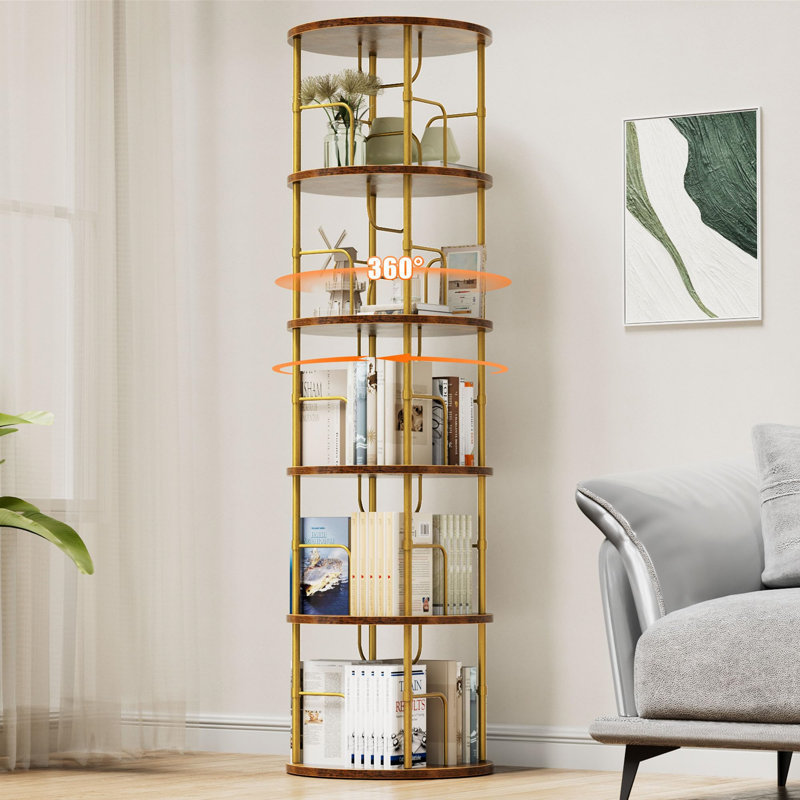 160cm H x 45cm W Metal Corner Bookcase, Brown