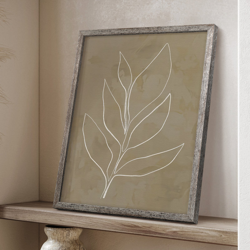 «Leaf Line Art II», reproduction encadrée - bois massif, H 15 po x l 12 po